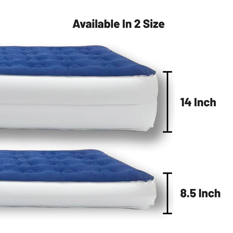 14-Inch Durable Air Mattress with Comfort Coil Technology and High Capacity Pump, good for Camping, Home and Portable Travel.