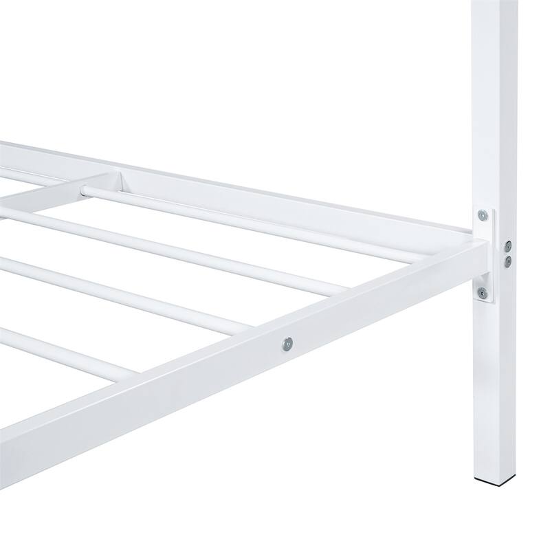 Full Size House Shaped Metal Platform Bed with Trundle