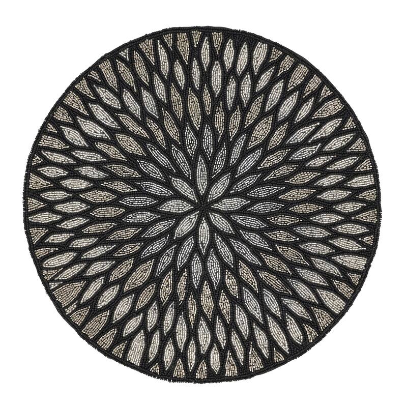 Beaded Design Table Mats (Set of 4) - Black - Set of 4