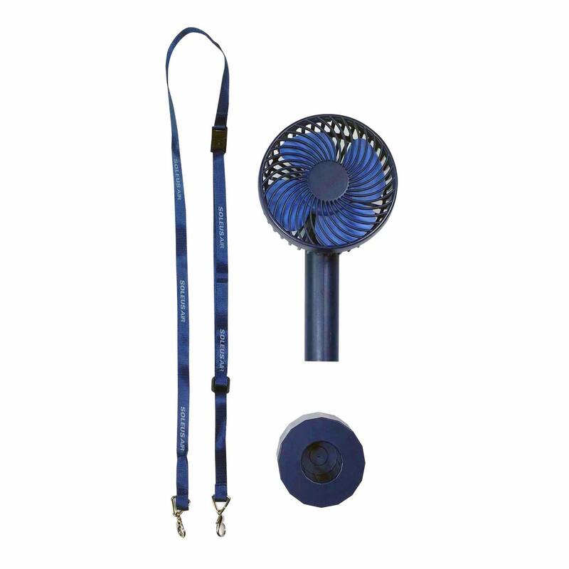 Soleus Air 4" Rechargeable Handheld Fan with Adjustable Lanyard and Mounting Base
