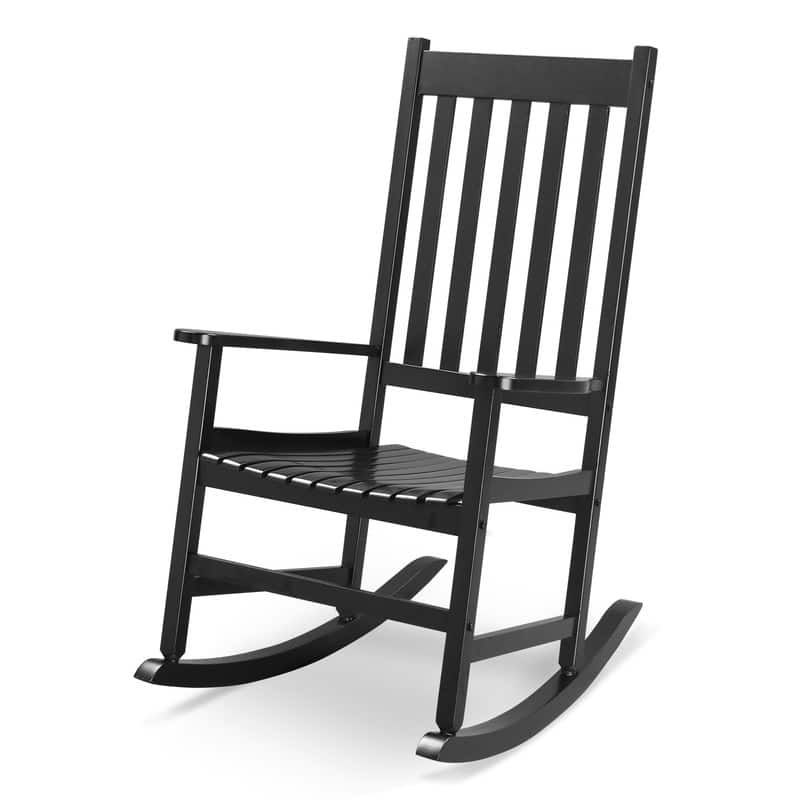 Patio Porch Wooden Rocker Chair - Black