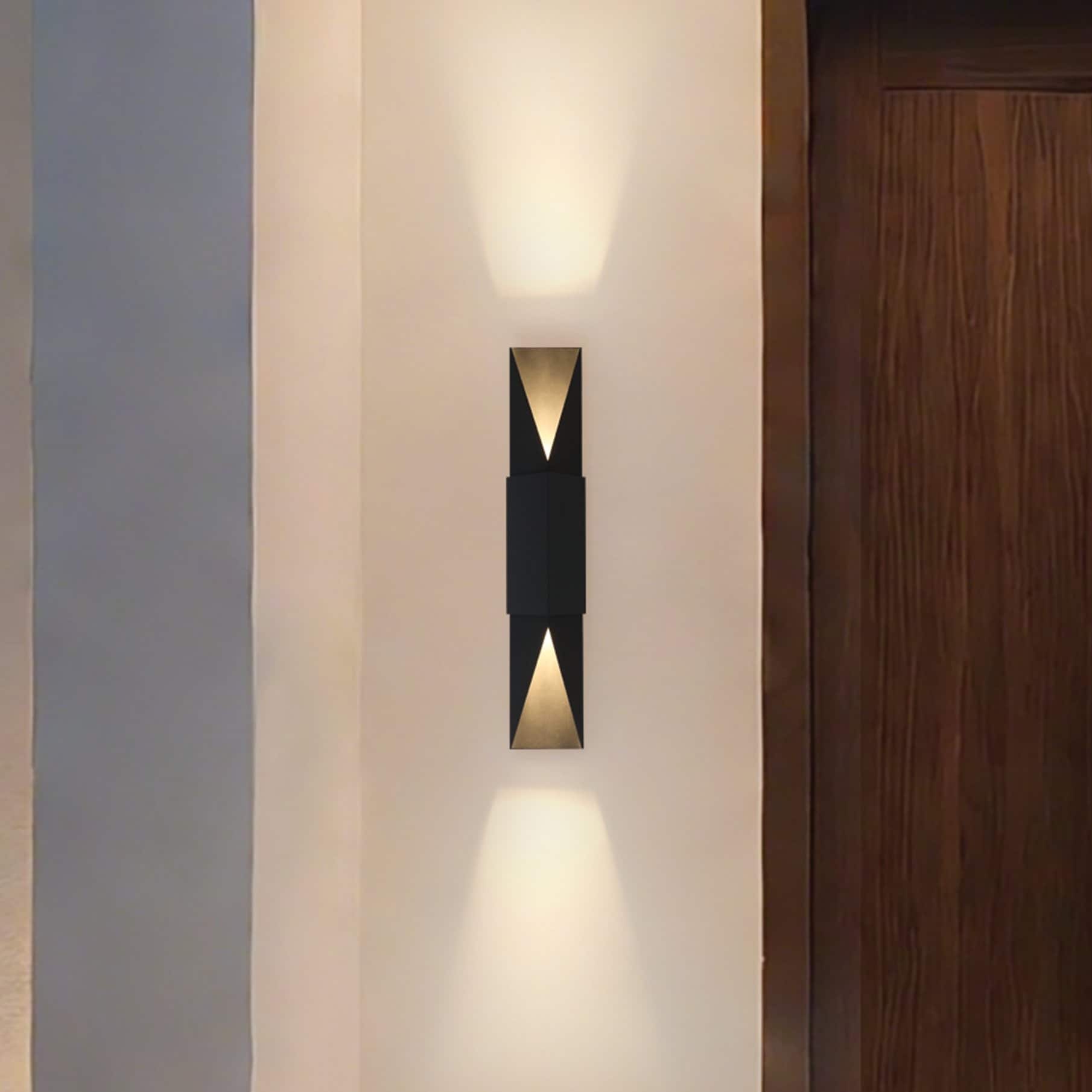 Thesis Brera 30-inch 2-light Matte Black and Textured Black Exterior Wall Sconce