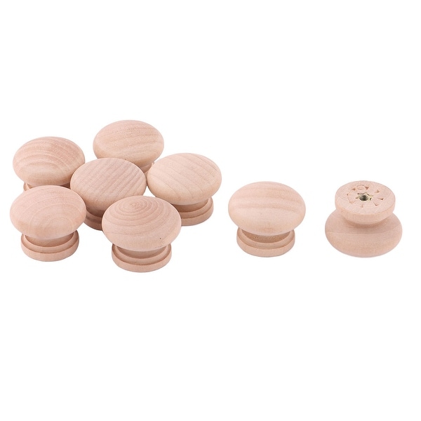 Home Bedroom Wood Door Handle Knob Drawer Cabinet Decor Pull Grip Beige 8pcs