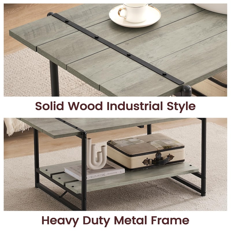 Coffee Table with 2 Storage Shelf