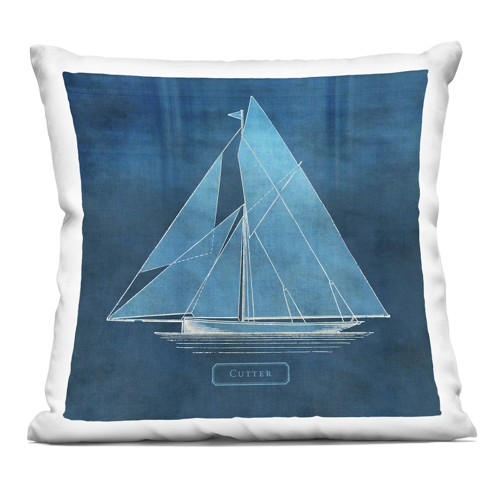 Stupell Maritime Cutter Sailboat Decorative Printed Throw Pillow Design by Susan Arnot