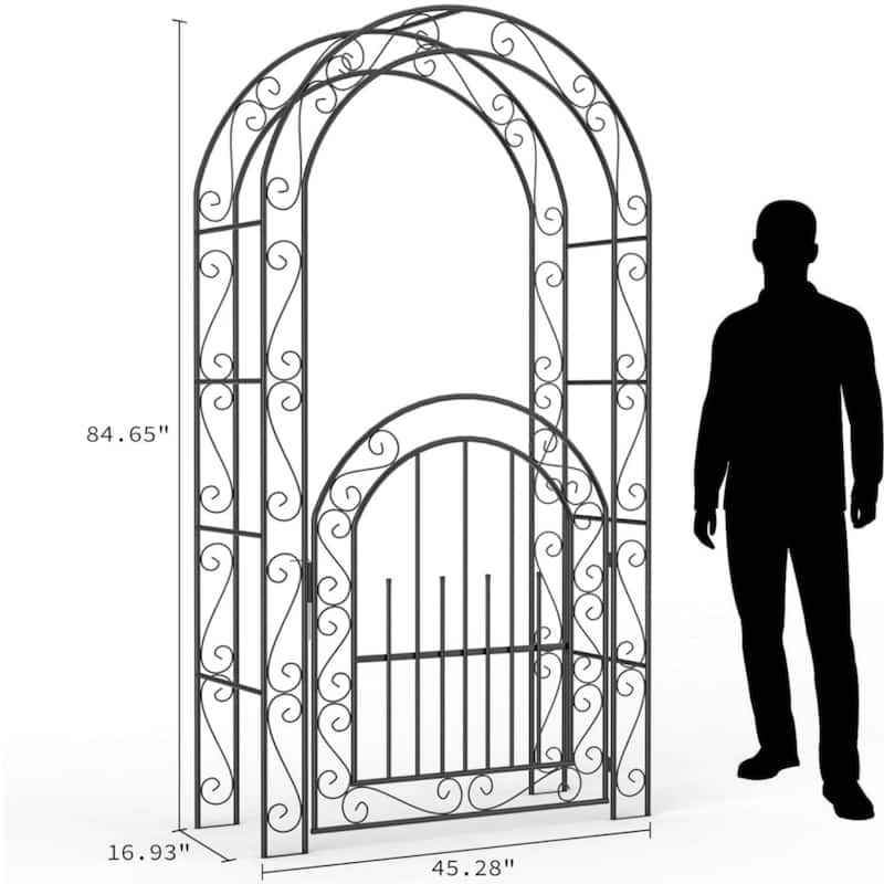 7ft Garden Trellis and Wedding Arch with Gate, Perfect for Climbing Roses and Flowers