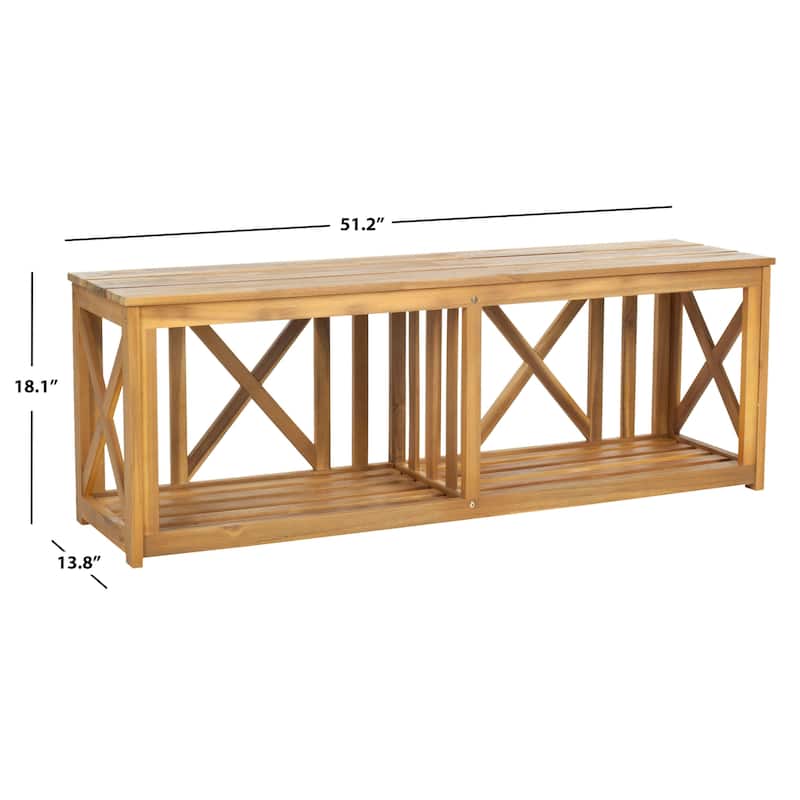SAFAVIEH Deirdre White / Ash Grey Outdoor Bench - 51Wx14Dx18H