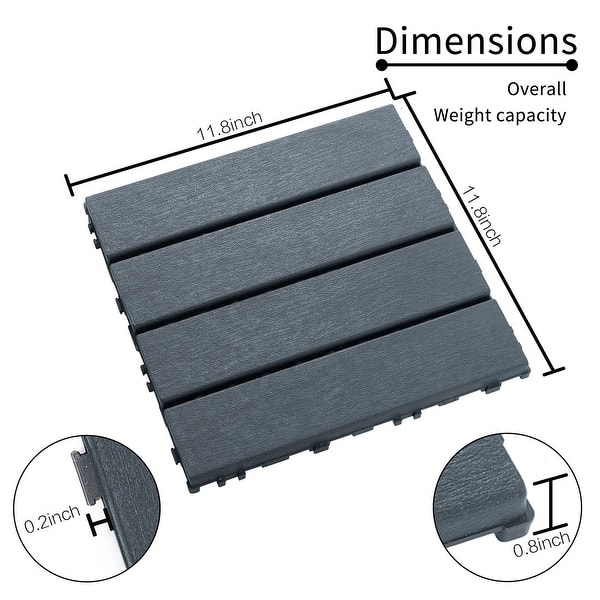 11.8 in. x 11.8 in. Outdoor Polypropylene Interlocking Slat Patio and ...