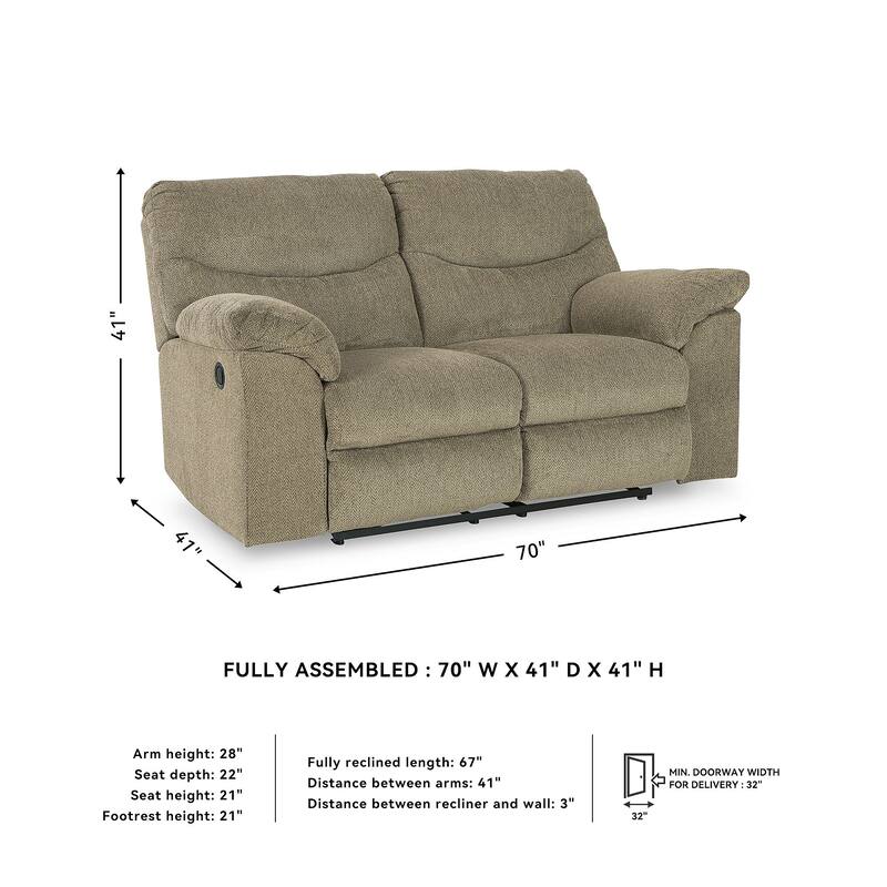 Signature Design by Ashley Alphons Reclining Loveseat - 70"W x 41"D x 41"H