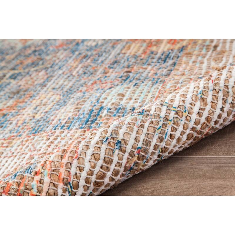 Jani Lucy Blue Floral Jute/Chenille Area Rug