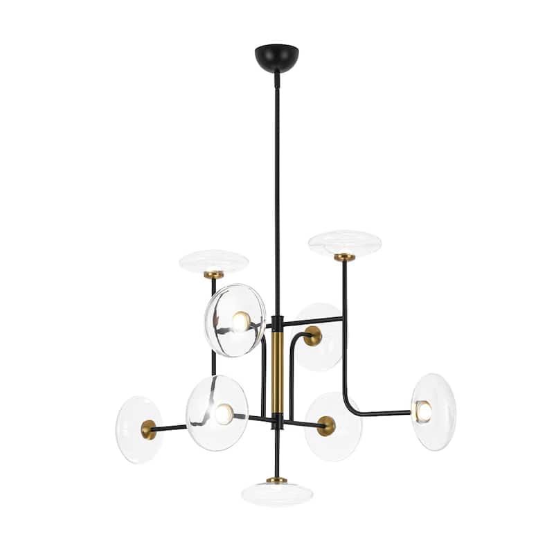 Mid Century 9-Light Disc Glass Dimmable LED Sputnik Chandelier - N/A