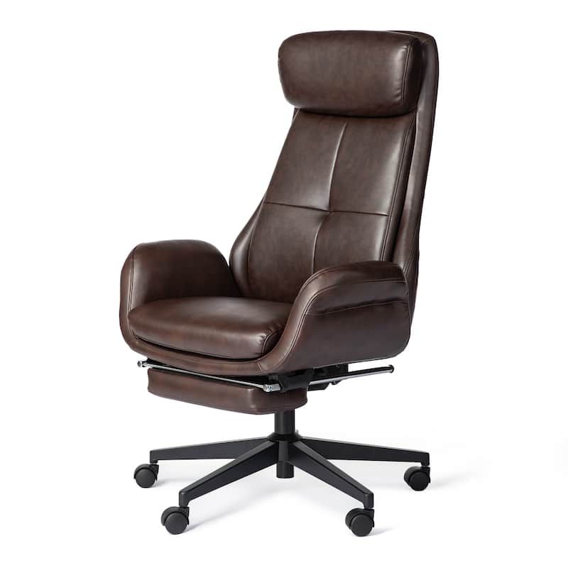 Glitzhome Adjustable Reclining Swivel High Back Home Office Chair with Footrest and Armrest