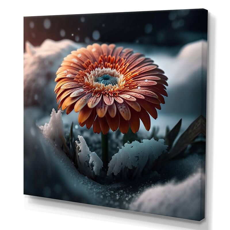 Designart 'A Blooming Gerbera Daisy Flower In Winter' Floral ...