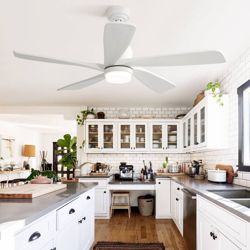 Sofucor 52" Solid Wood Noiseless Ceiling Fans with Dimmable LED Light Optional and Remote, 6-Speed Reversible, Smart Optional