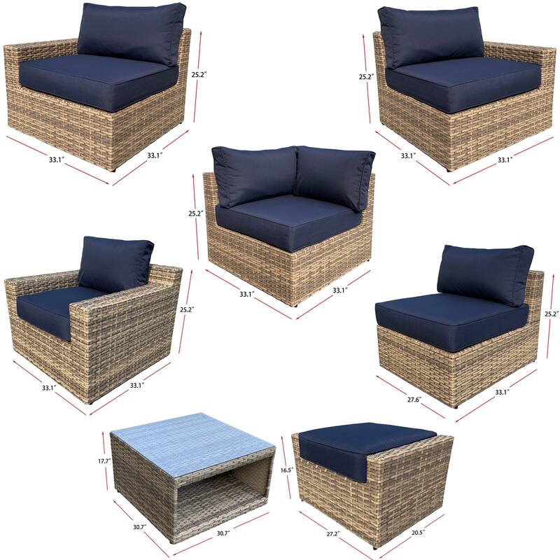 Ventura 7-Piece Rattan Multi-Chair Seating Group