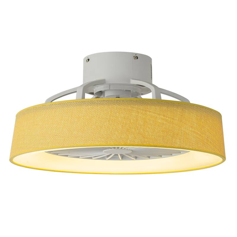 19 in. Rustic Wheel Round Fabric/ Woven Rope Fandelier 7-blade Cylinder Integrated LED Ceiling Fan with Remote Control