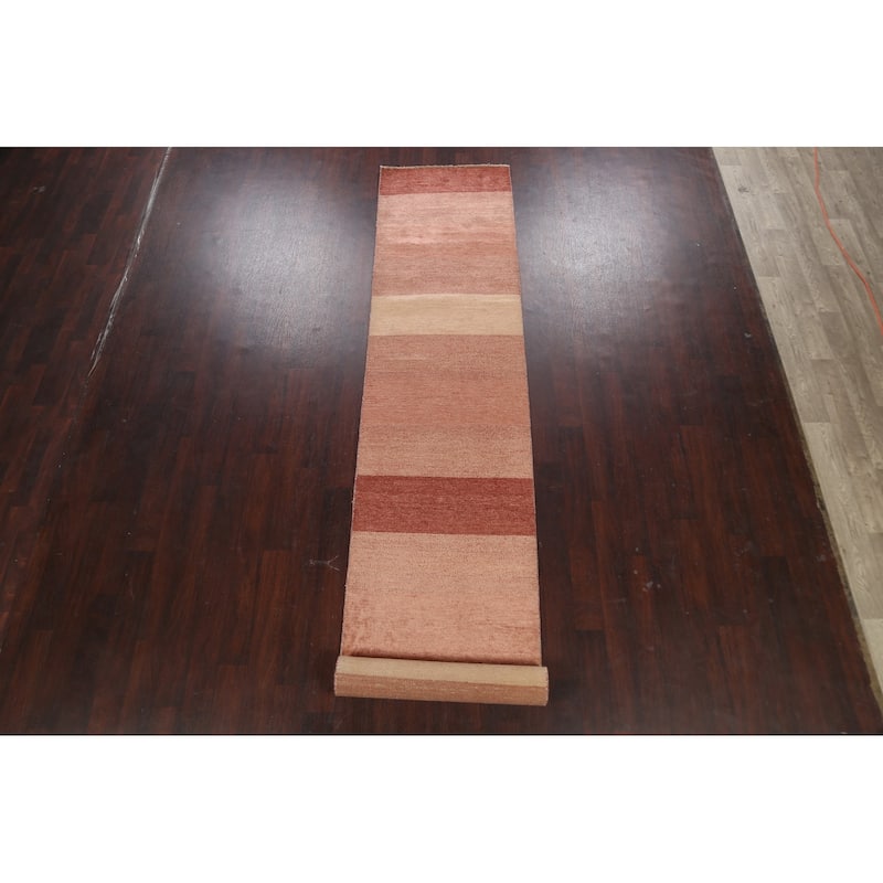 Modern Oriental Gabbeh Kashkoli Runner Rug Wool Hand-knotted - 2'7" x 15'3"