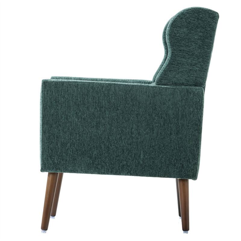 Modern Chenille Upholstered Armchair with Pillow and Solid Wood Leg