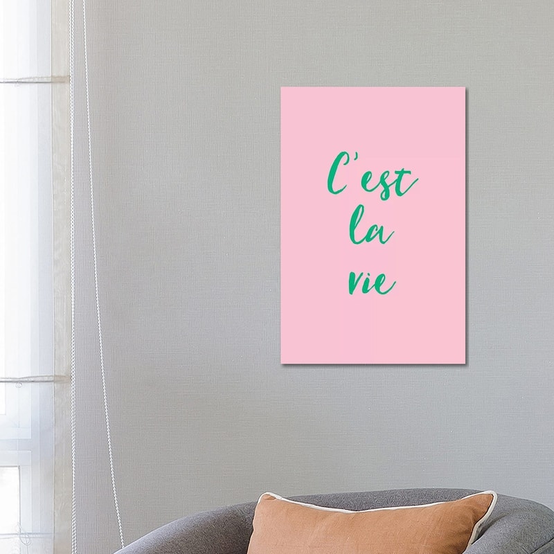 iCanvas "C'est La Vie Pink And Green" by Ruby and B Canvas Print - 26x18x1.5