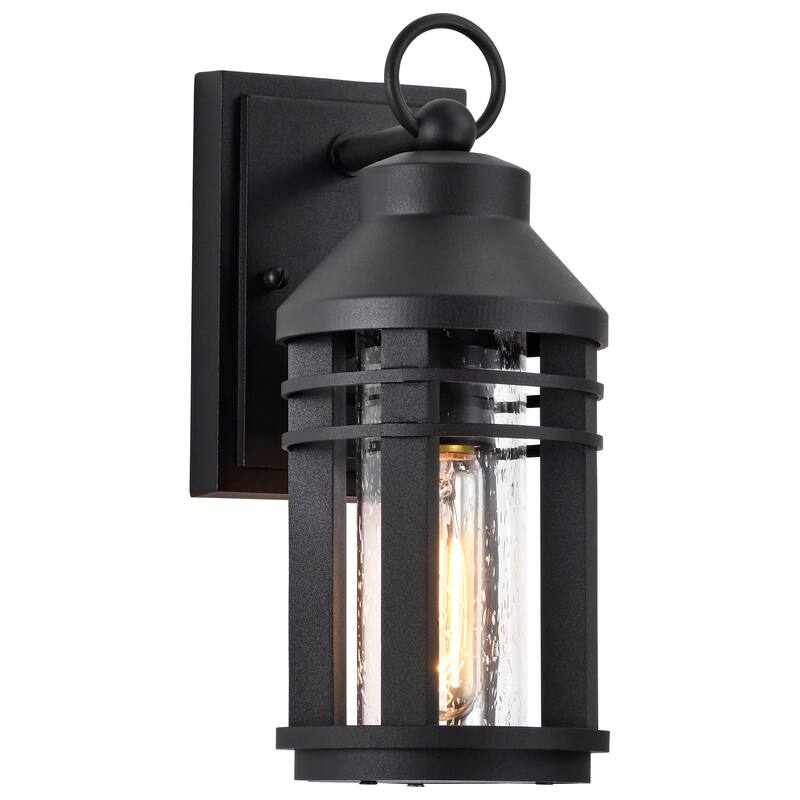 Wilton 1 Light Small Wall Lantern Matte Black with Clear Seeded Glass