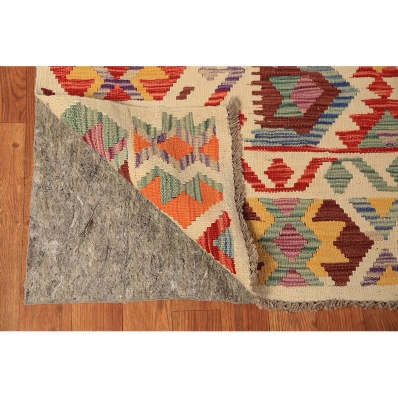 Tribal / Geometric Kilim Oriental Rug Hand-Woven Wool Carpet - 9'11"x 12'10"