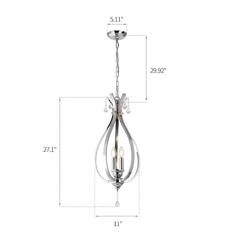Mini 3-Light Geometric Teardrop Pendant with Crystals Tulipe Lantern Style