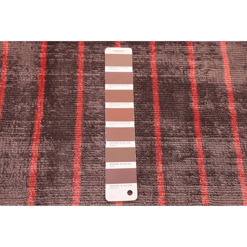 ECARPETGALLERY Hand Loomed Elysian Dark Brown, Light Grey Viscose Rug - 6'7 x 9'2