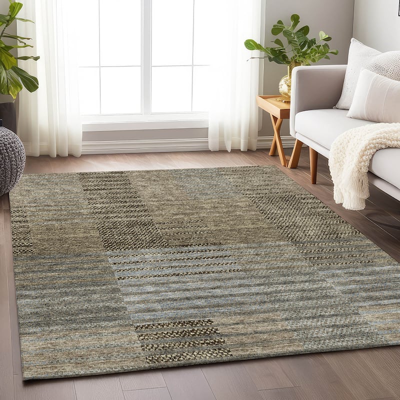 Premium Washable Super Soft Geo Stripe Mayfield Rug - Taupe - 9' x 12'