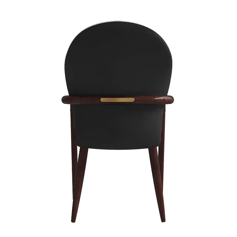 LeisureMod Set of 2 Modern Leather/Velvet Dining Chair - Elegant Armchair with Gold Accents for Home Office & Kitchen