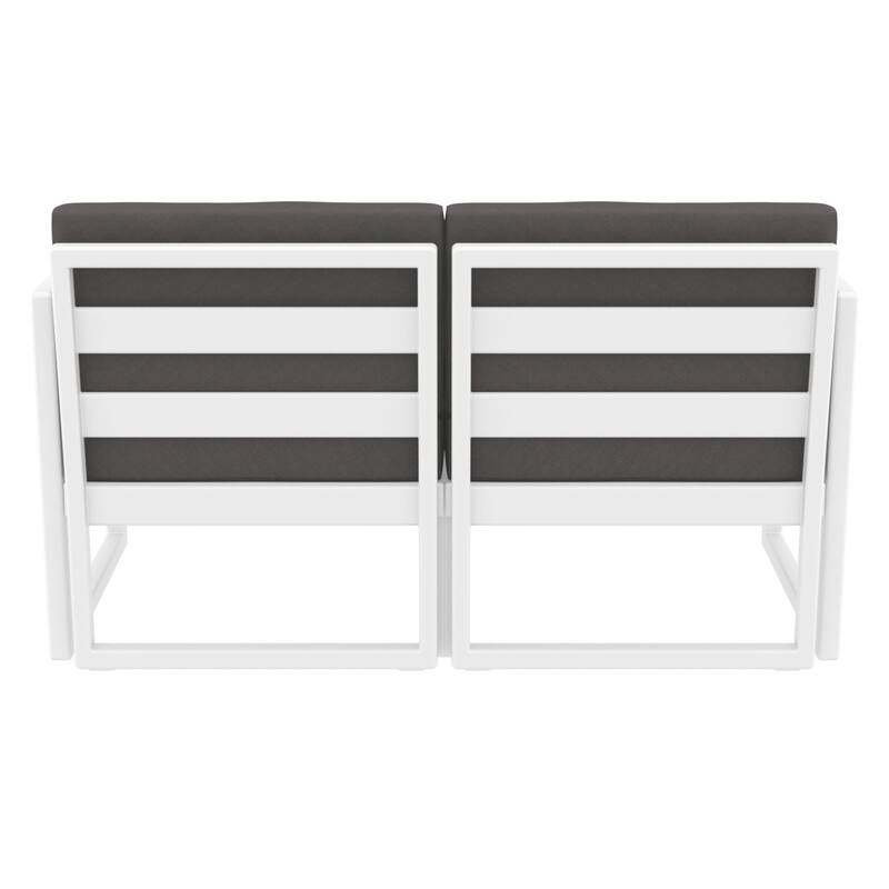 55" White Outdoor Patio Loveseat with Sunbrella Charcoal Gray Cushion