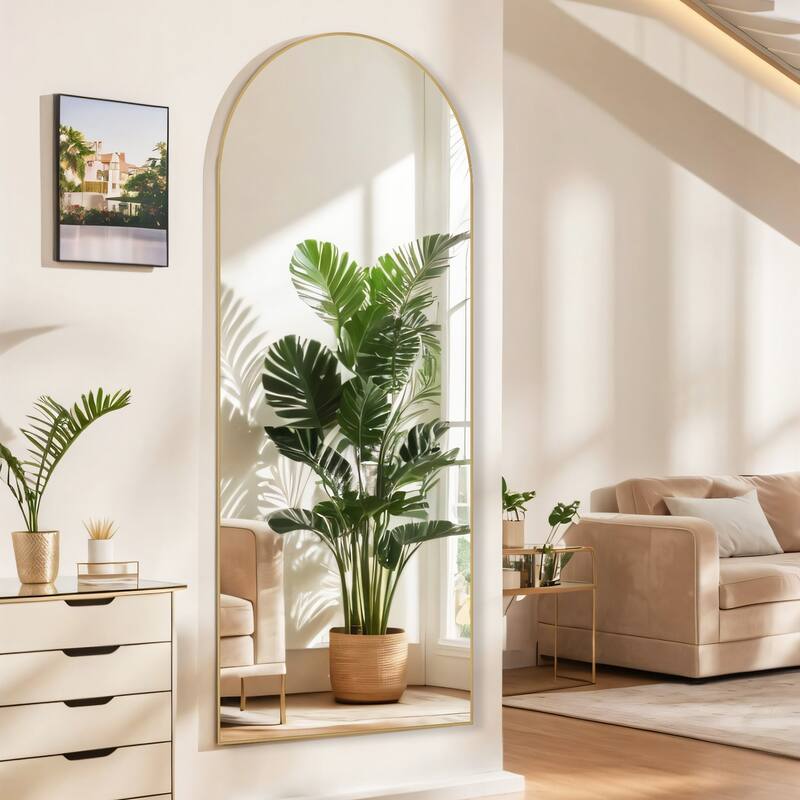 Full Length Mirror with Stand, Floor Mirror with Aluminum Alloy Frame for Bedroom, Standing Full Body Mirror for Wall, Cloakroom