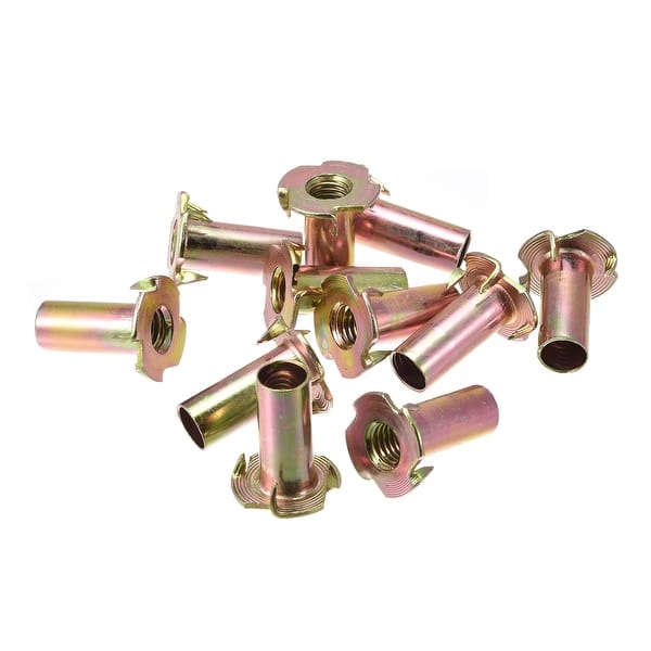 M10x30mm TNuts 4 Pronged Tee Nut Threaded Inserts for Wood 48pcs Color Zinc Bed Bath
