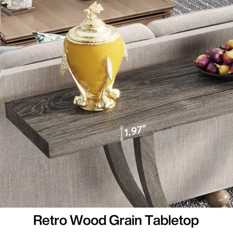 63 Inch Console Table, 2-Tier Farmhouse Sofa Table Behind Couch