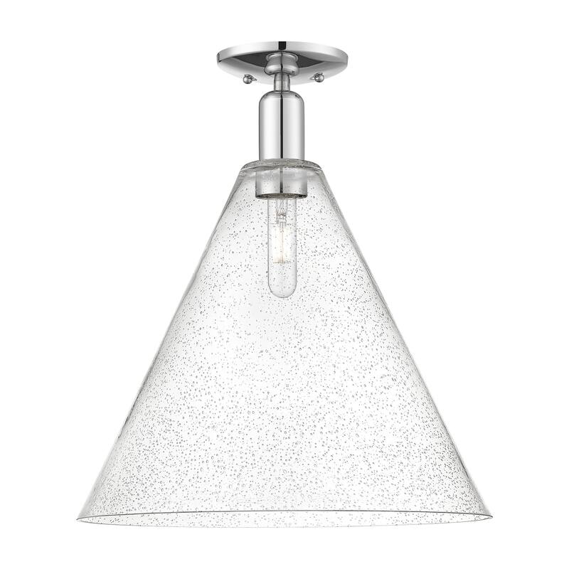 Innovations Lighting 716-1C-19-16 Berkshire Glass Semi-Flush Berkshire - Polished Chrome / Seedy