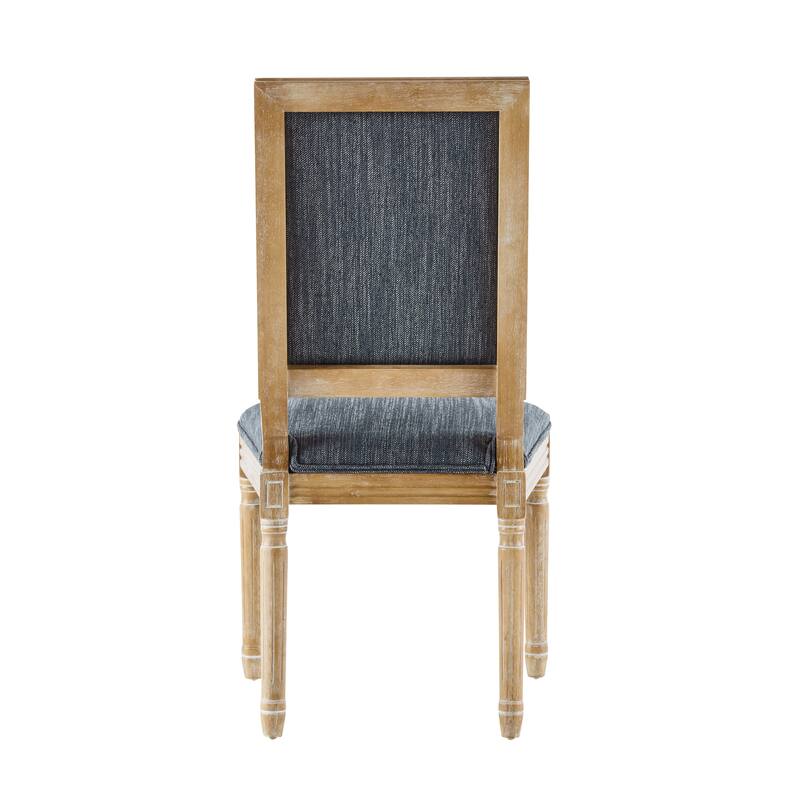 [Set of 2] French Country Dining Chairs - Elegant Cane Backrest & Upholstered Seats with Fluted Legs- Solid Rubberwood Frame