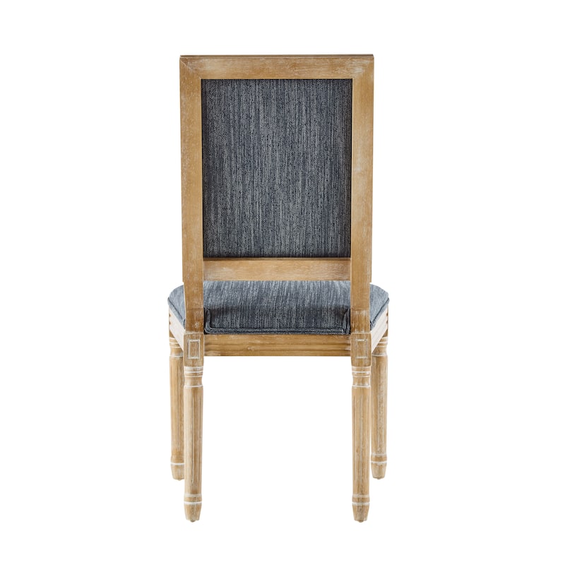 [Set of 4] French Country Dining Chairs - Elegant Cane Backrest & Upholstered Seats with Fluted Legs- Solid Rubberwood Frame