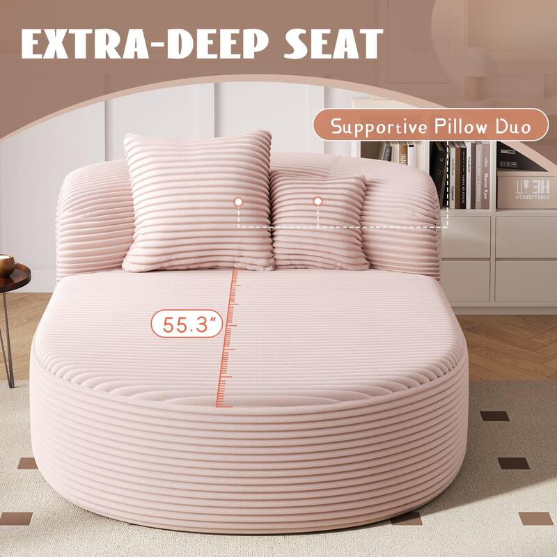 Modern Chaise Lounge Sofa Boneless Couch 51.6" Sofa Bed Compression Sofa Couch With Two Supportive Pillows