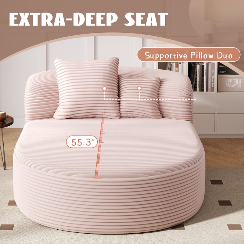 Roomfitters Modern Chaise Lounge Sofa Bed, 51.6-Inch Compression Couch with 2 Supportive Pillows for Living Room