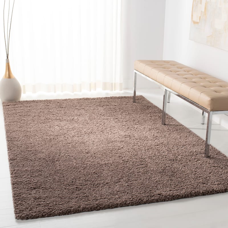 SAFAVIEH August Shag Solid 1.2-inch Thick Area Rug - 4' Square - Taupe