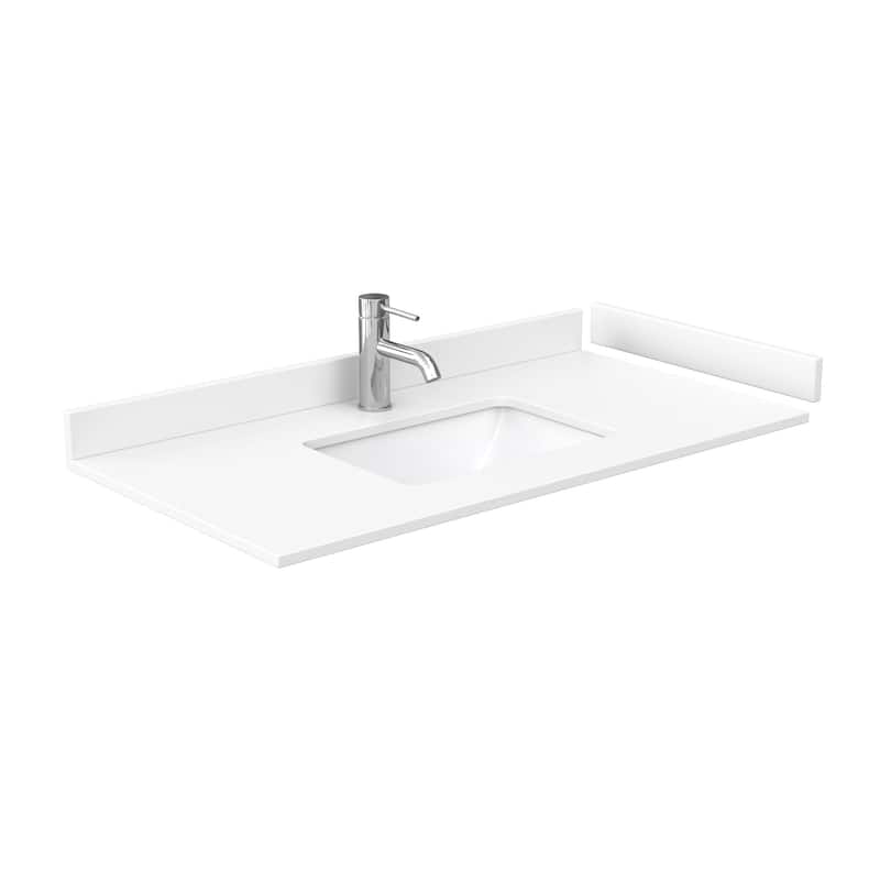 Wyndham Collection 42" Single Vanity Top with Undermount Rectangular - White Cultured Marble