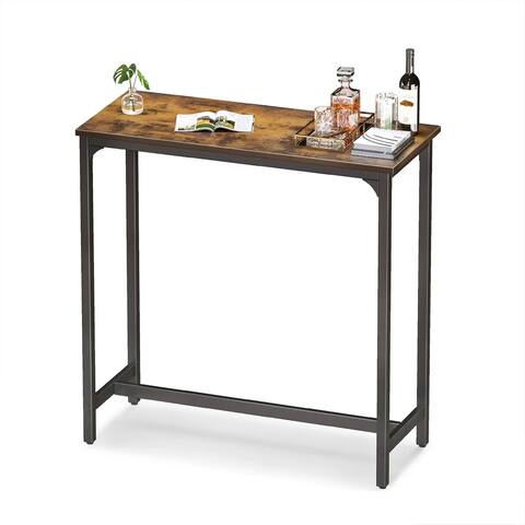 ODK 39 Inch Rectangular Modern Bar Height Table w/ Metal Legs, Rustic Brown - 22