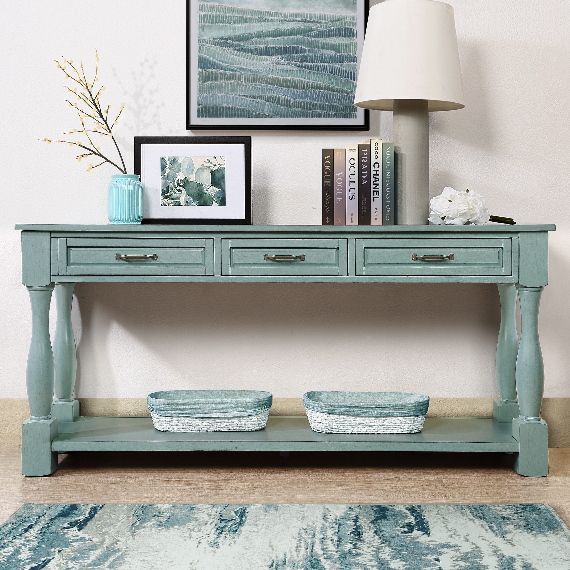 Light blue console table discount