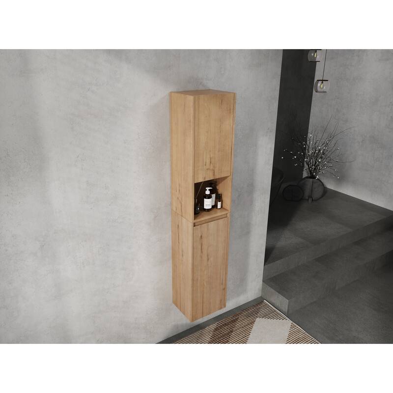 Modern Floating Bathroom Cabinet with Reversible Door & Soft-Close Hinges, Wall-Mounted Side Cabinet Storage Cabinet