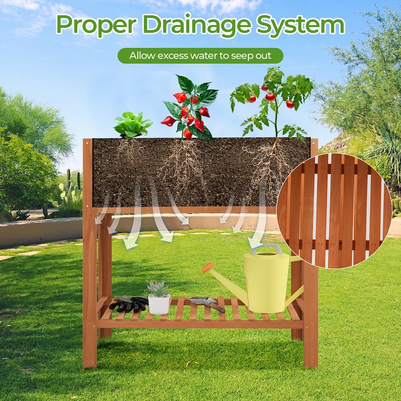 Gymax Raised Garden Bed 39'' L x 19.5'' W x 39'' H Fir Wood Planter
