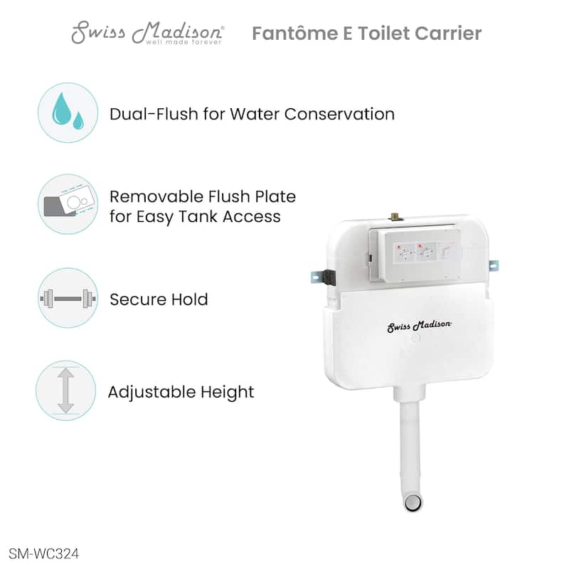 Swiss Madison 2 x 4 Concealed In-Wall Toilet Tank Carrier System - White