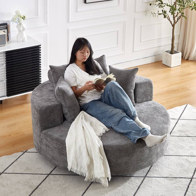 Comfortable Chenille Foam Swivel Chair for Various Rooms, Enhancing Relaxation