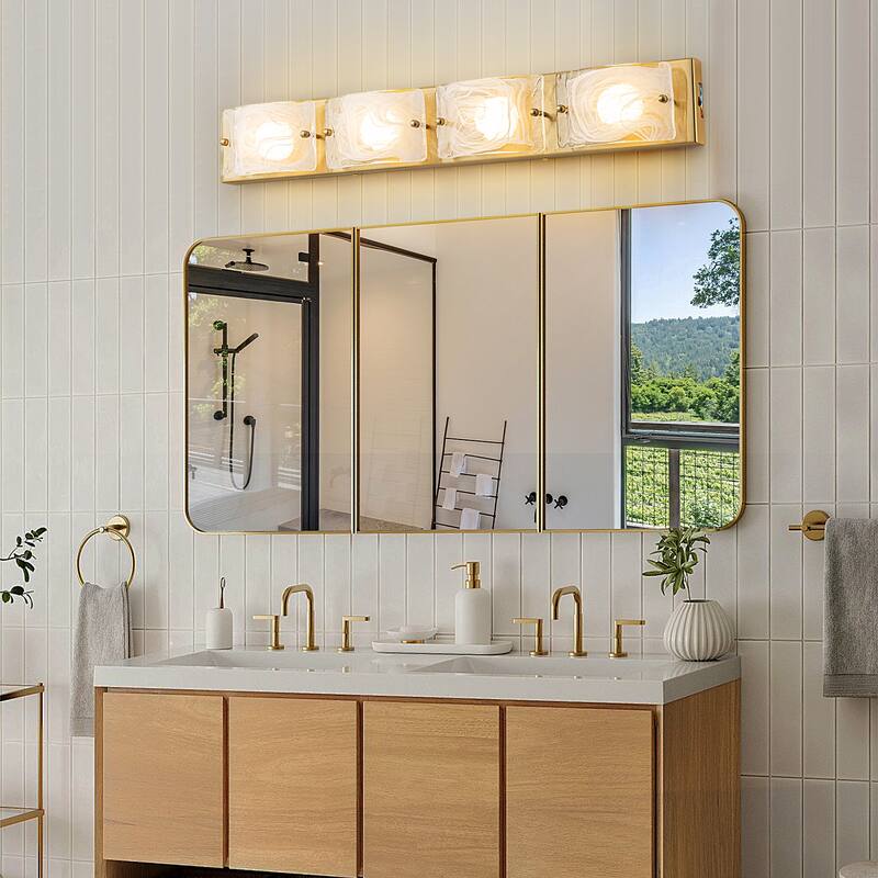 3-Light Modern Glass Bathroom Vanity Light with Handcrafted Curved Cloud Glass