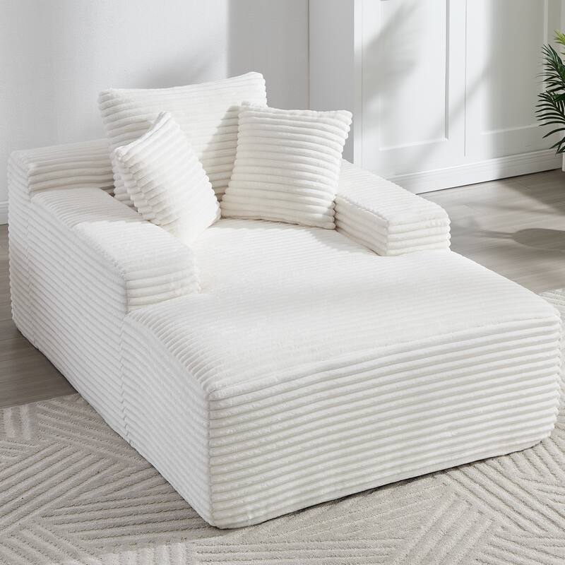 Roomfitters 67" Oversized Chaise Lounge, Corduroy Boneless Sleeper Sofa with 9.9" Wide Armrests
