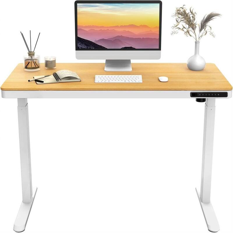 Rise Up Essential electric standing desk small 23.6x47.2 maple desktop