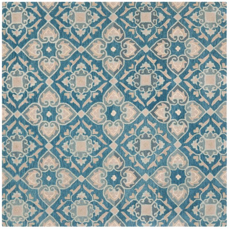 SAFAVIEH Handmade Wyndham Kimberlie Modern Wool Rug - 7' Square - Blue/Grey
